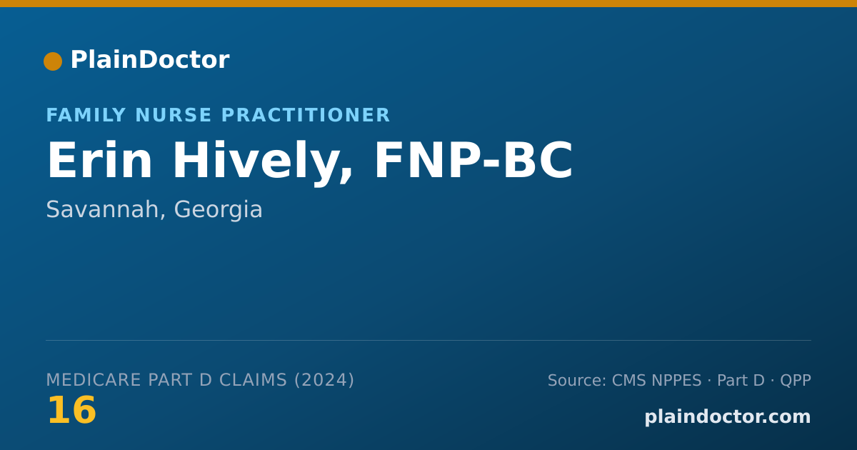 Shareable card for Erin Hively, FNP-BC - Family Nurse Practitioner, Savannah, GA