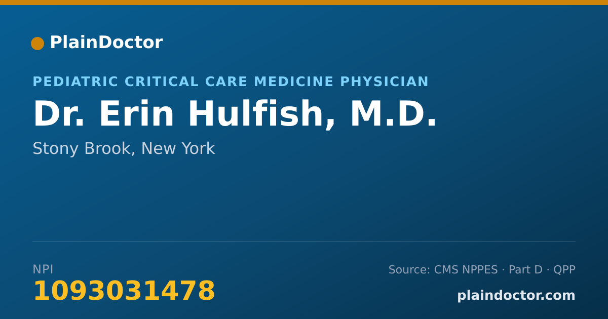 Shareable card for Erin Hulfish, M.D. - Pediatric Critical Care Medicine Physician, Stony Brook, NY