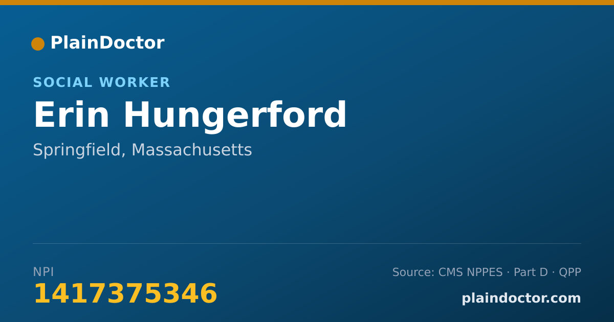 Shareable card for Erin Hungerford - Social Worker, Springfield, MA