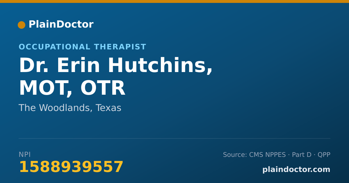Shareable card for Erin Hutchins, MOT, OTR - Occupational Therapist, The Woodlands, TX