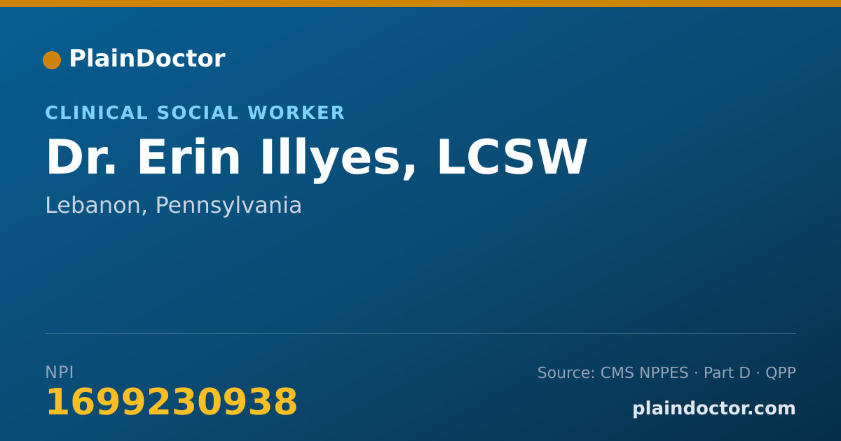 Shareable card for Erin Illyes, LCSW - Clinical Social Worker, Lebanon, PA