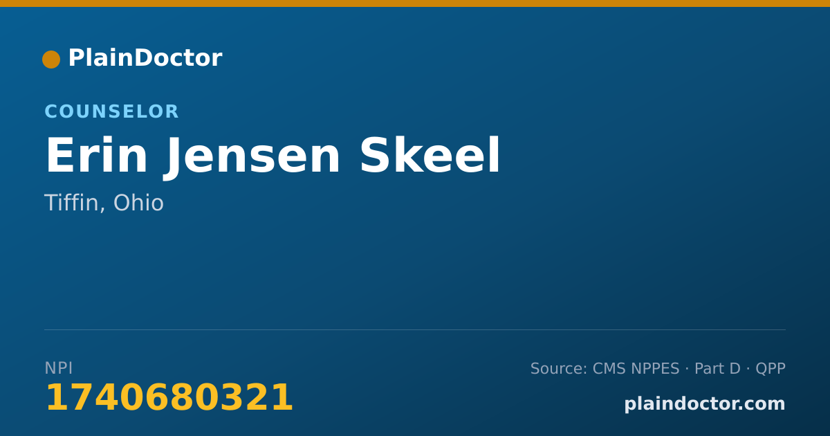 Shareable card for Erin Jensen Skeel - Counselor, Tiffin, OH