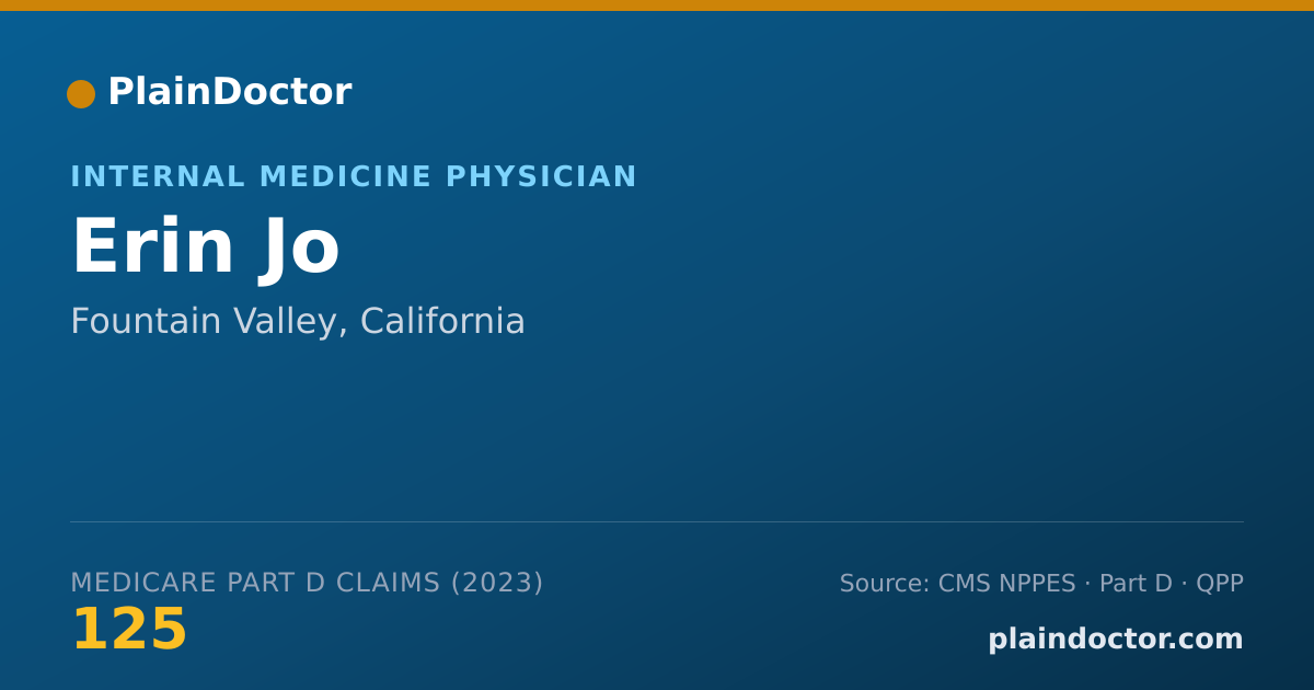 Shareable card for Erin Jo - Internal Medicine Physician, Fountain Valley, CA