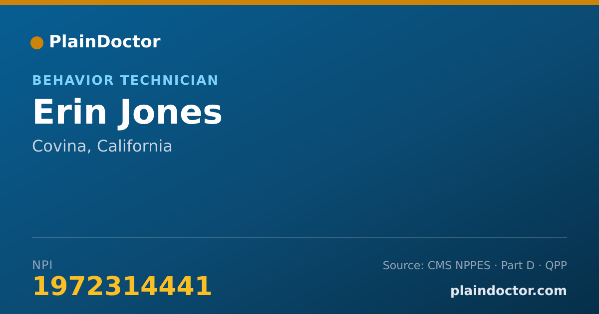 Shareable card for Erin Jones - Behavior Technician, Covina, CA