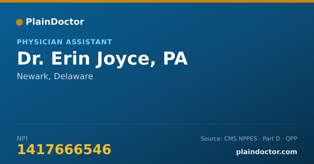 Shareable card for Erin Joyce, PA - Physician Assistant, Newark, DE