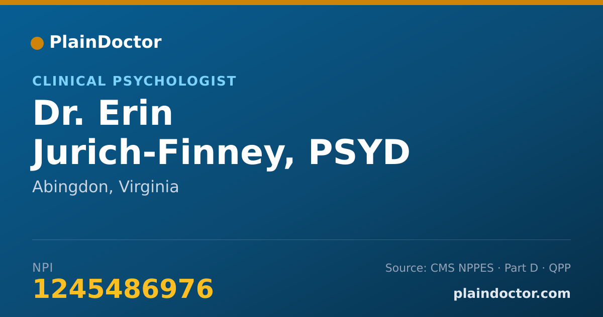 Shareable card for Erin Jurich-Finney, PSYD - Clinical Psychologist, Abingdon, VA