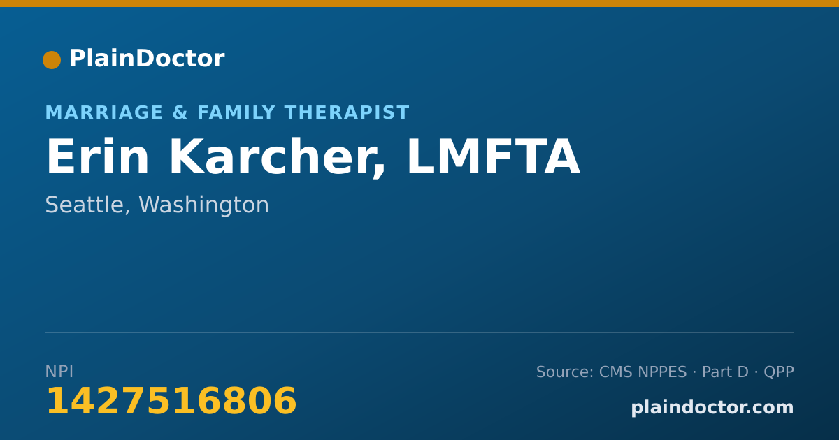 Shareable card for Erin Karcher, LMFTA - Marriage & Family Therapist, Seattle, WA