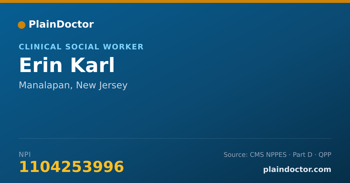 Shareable card for Erin Karl - Clinical Social Worker, Manalapan, NJ