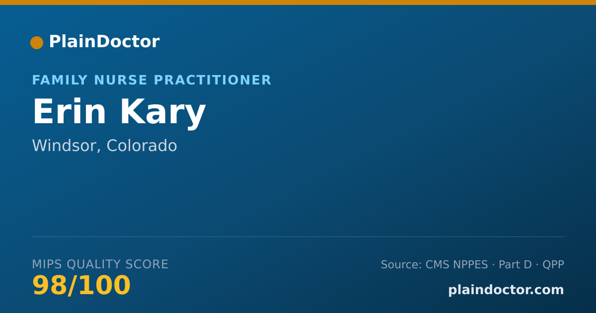Shareable card for Erin Kary - Family Nurse Practitioner, Windsor, CO