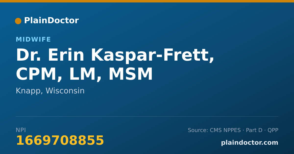 Shareable card for Erin Kaspar-Frett, CPM, LM, MSM - Midwife, Knapp, WI