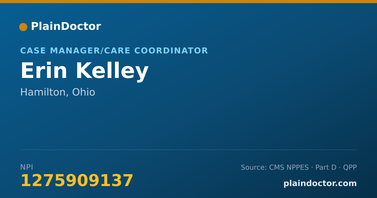 Shareable card for Erin Kelley - Case Manager/Care Coordinator, Hamilton, OH