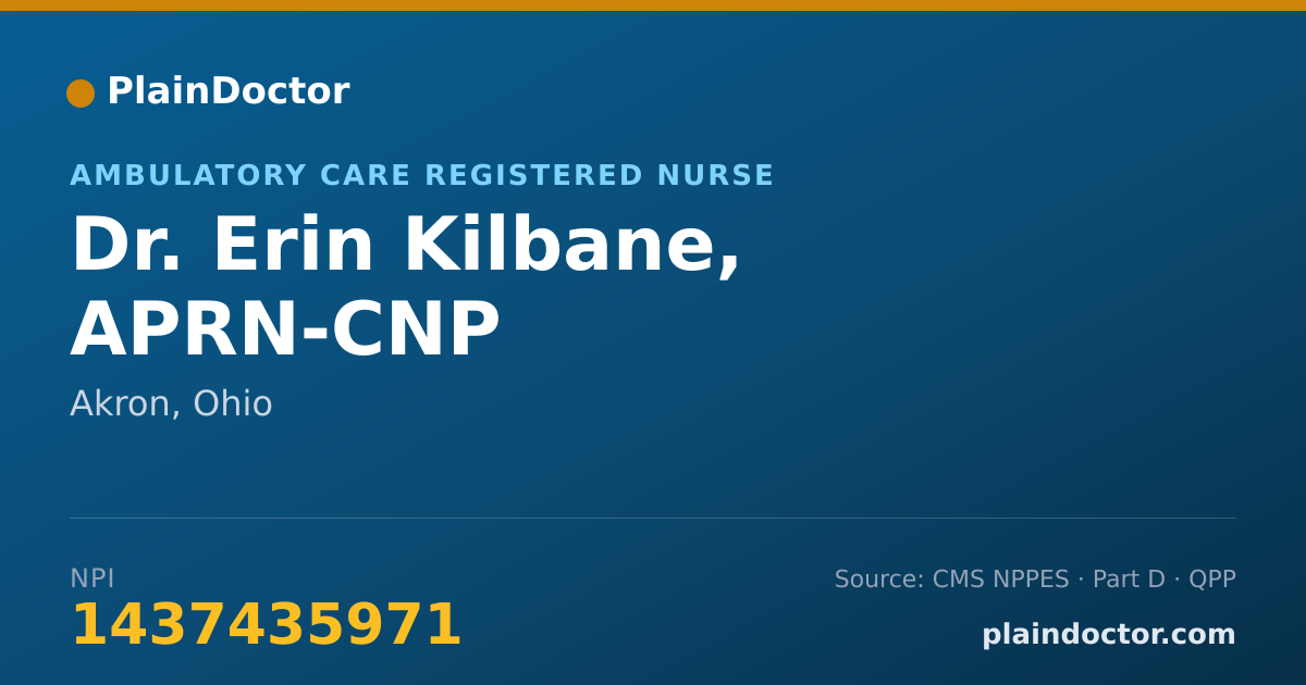Shareable card for Erin Kilbane, APRN-CNP - Ambulatory Care Registered Nurse, Akron, OH