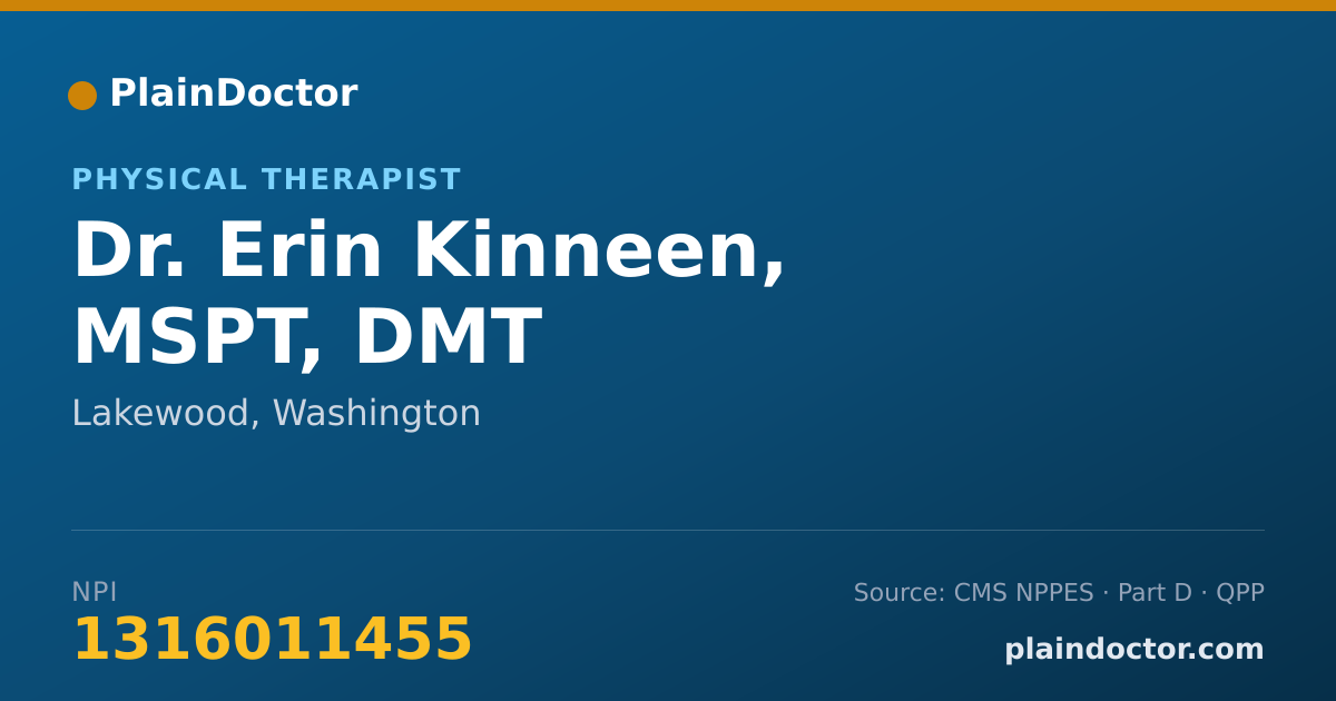 Shareable card for Erin Kinneen, MSPT, DMT - Physical Therapist, Lakewood, WA