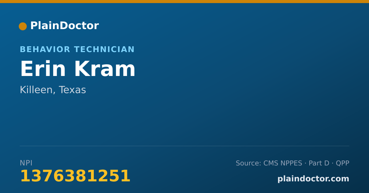 Shareable card for Erin Kram - Behavior Technician, Killeen, TX