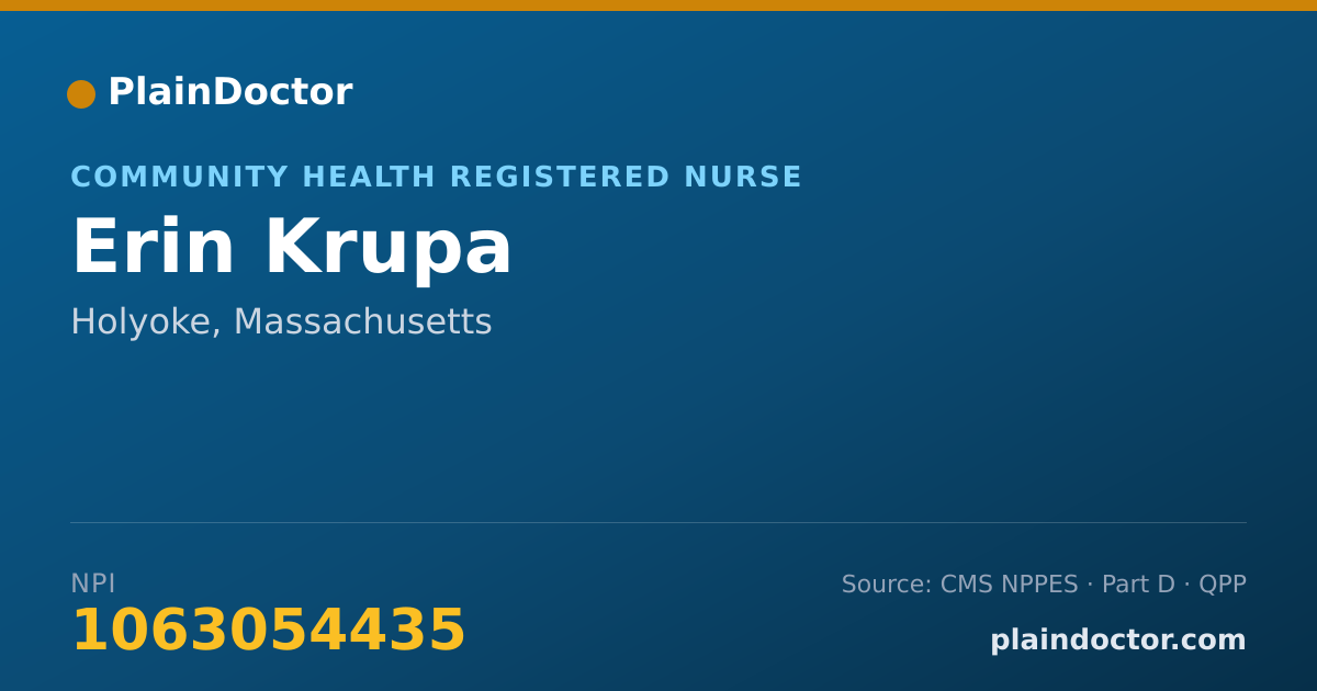 Shareable card for Erin Krupa - Community Health Registered Nurse, Holyoke, MA
