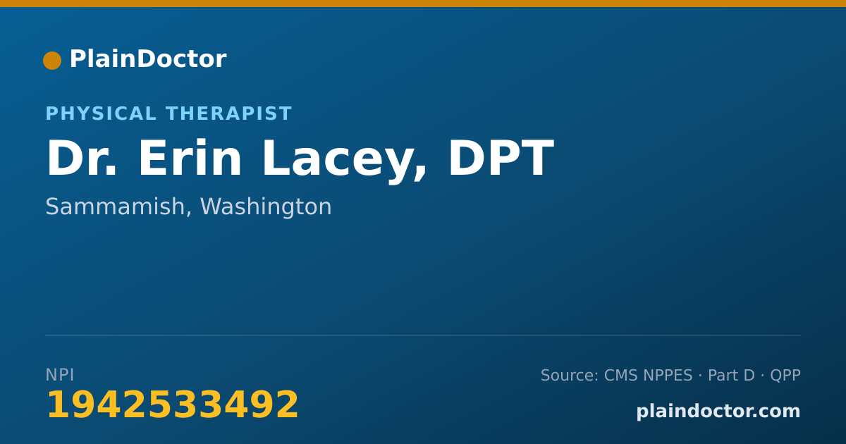 Shareable card for Erin Lacey, DPT - Physical Therapist, Sammamish, WA