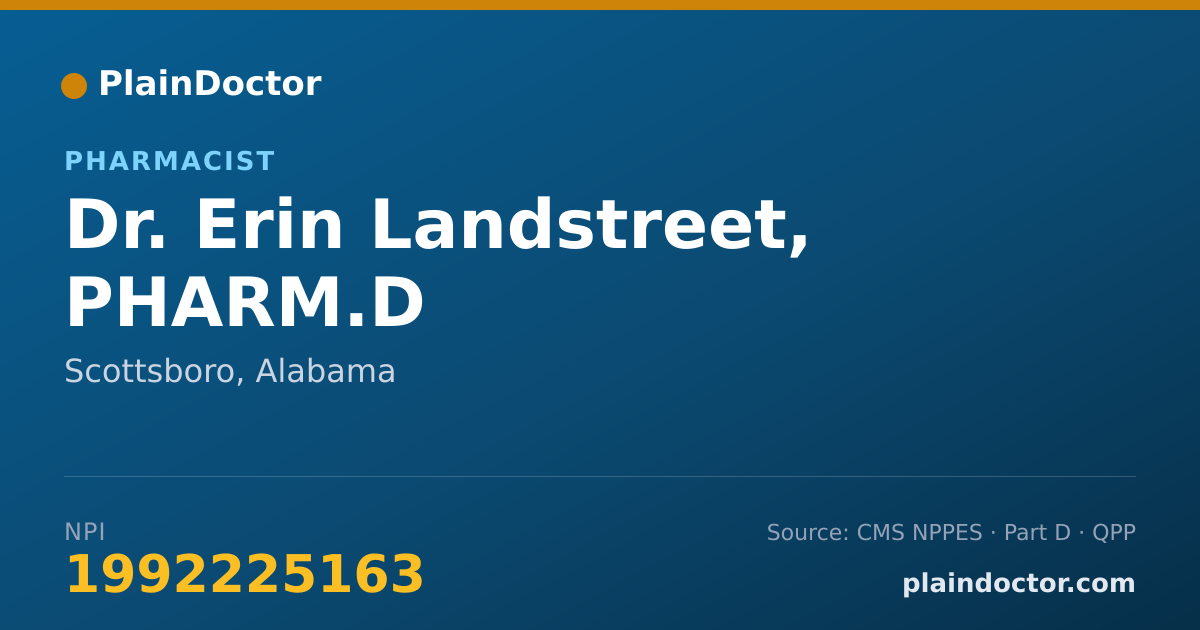 Shareable card for Erin Landstreet, PHARM.D - Pharmacist, Scottsboro, AL