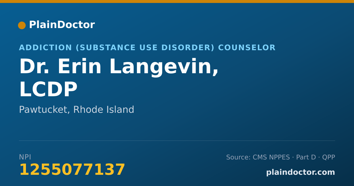 Shareable card for Erin Langevin, LCDP - Addiction (Substance Use Disorder) Counselor, Pawtucket, RI