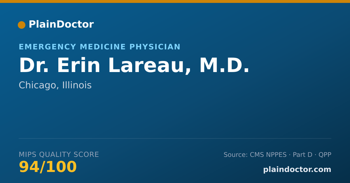 Shareable card for Erin Lareau, M.D. - Emergency Medicine Physician, Chicago, IL