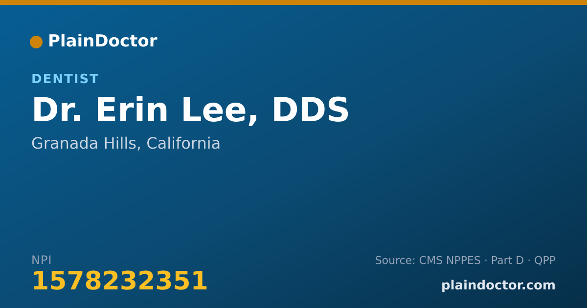Shareable card for Erin Lee, DDS - Dentist, Granada Hills, CA