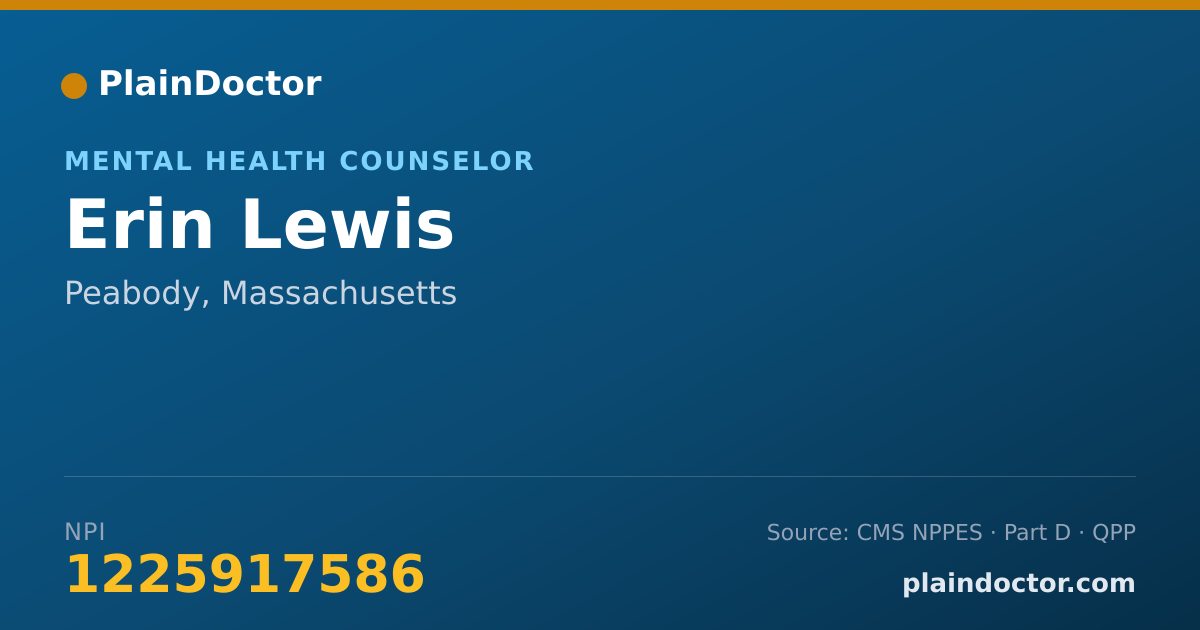 Shareable card for Erin Lewis - Mental Health Counselor, Peabody, MA