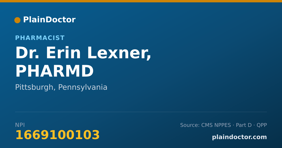Shareable card for Erin Lexner, PHARMD - Pharmacist, Pittsburgh, PA