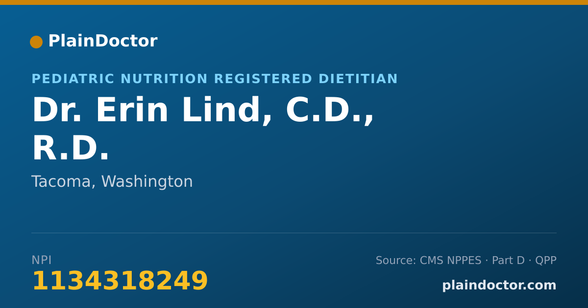 Shareable card for Erin Lind, C.D., R.D. - Pediatric Nutrition Registered Dietitian, Tacoma, WA