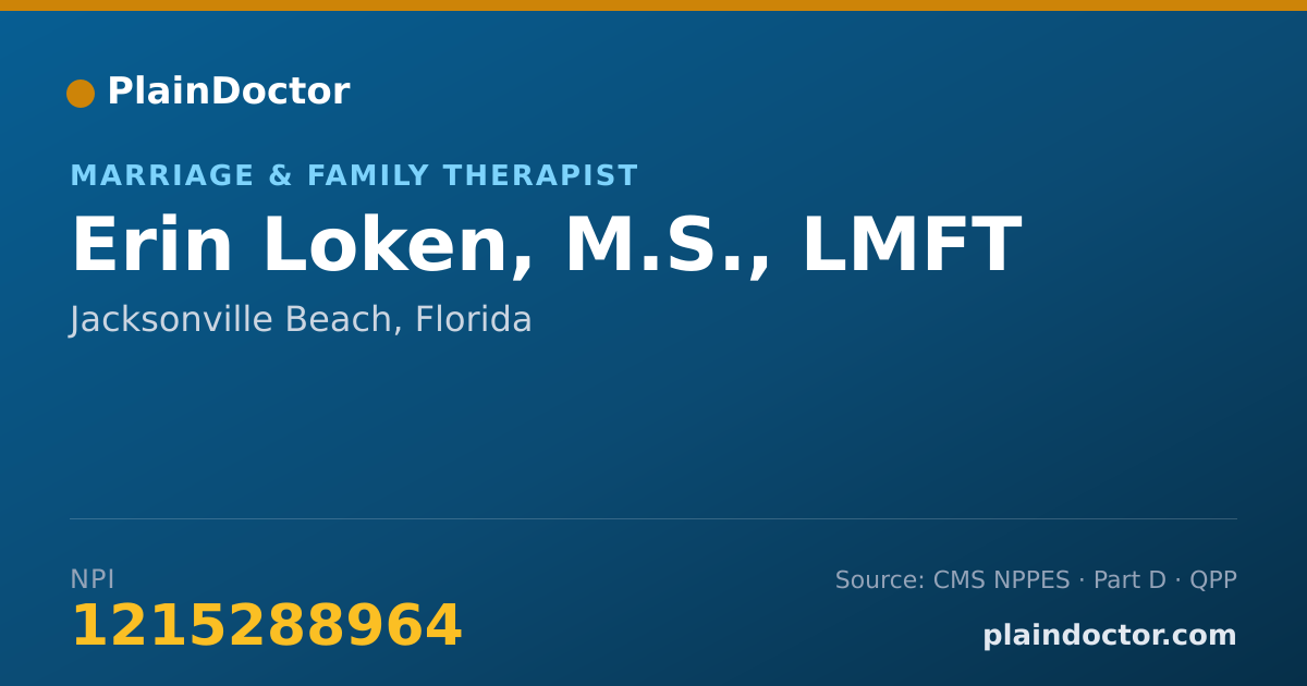 Shareable card for Erin Loken, M.S., LMFT - Marriage & Family Therapist, Jacksonville Beach, FL