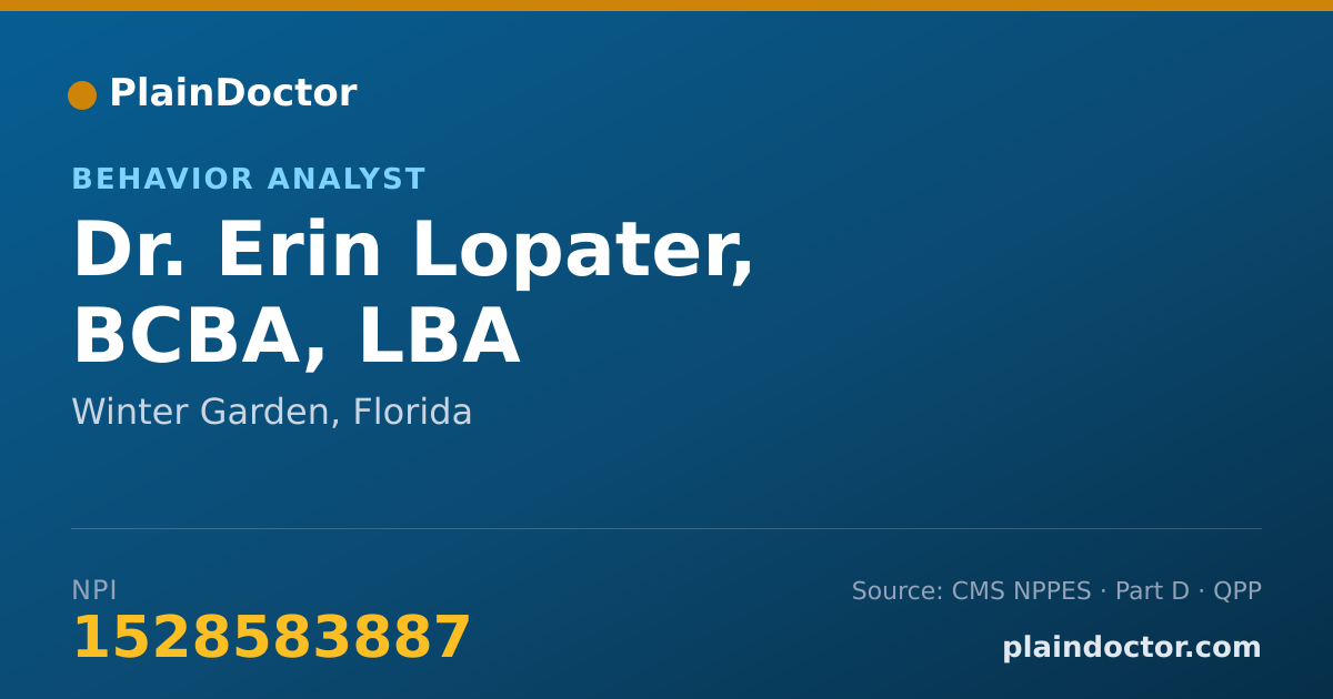 Shareable card for Erin Lopater, BCBA, LBA - Behavior Analyst, Winter Garden, FL