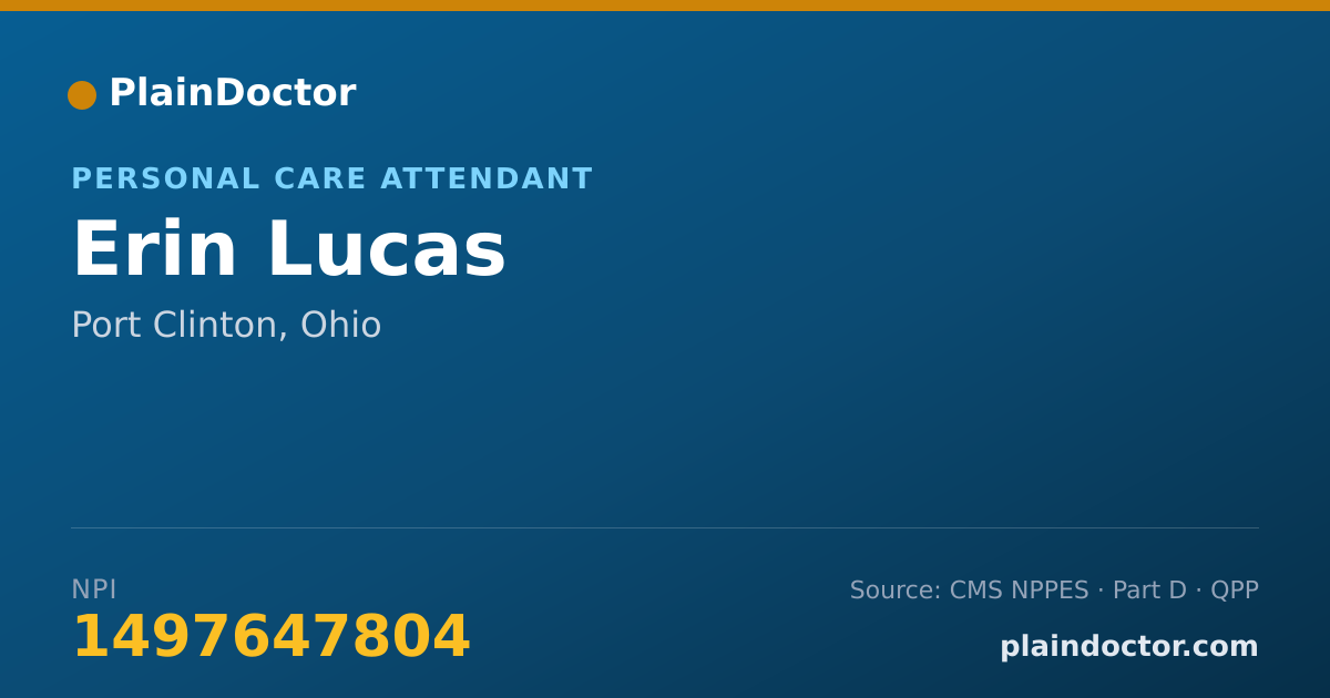 Shareable card for Erin Lucas - Personal Care Attendant, Port Clinton, OH