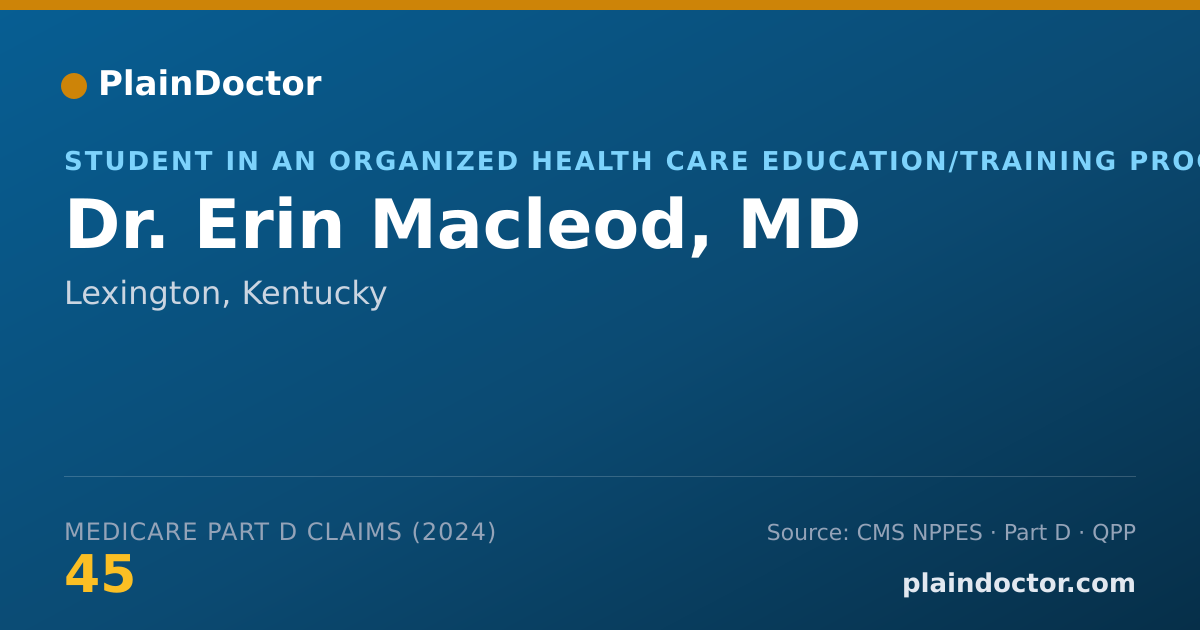 Shareable card for Erin Macleod, MD - Student in an Organized Health Care Education/Training Program, Lexington, KY