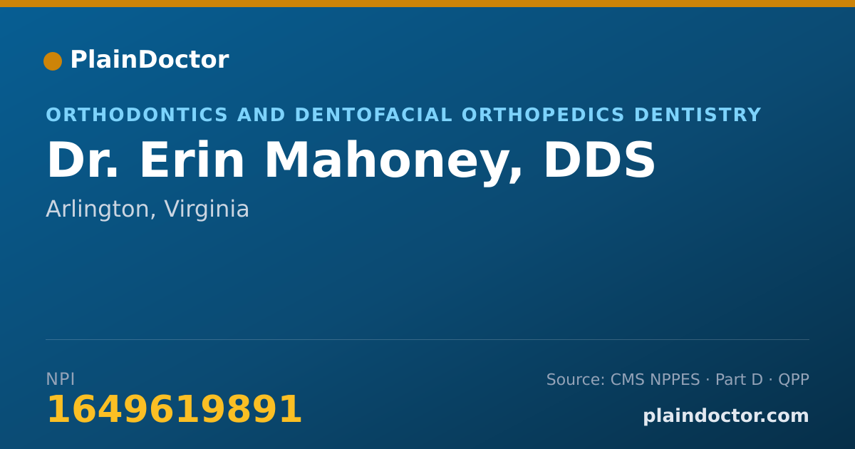 Shareable card for Erin Mahoney, DDS - Orthodontics and Dentofacial Orthopedics Dentistry, Arlington, VA