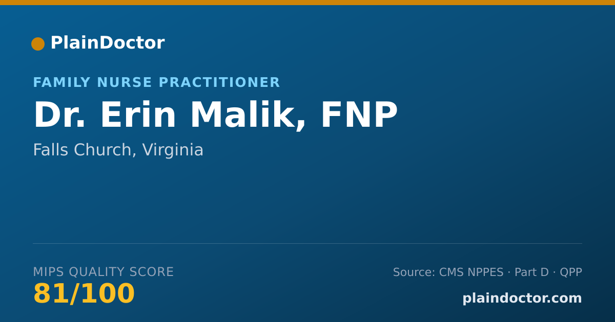 Shareable card for Erin Malik, FNP - Family Nurse Practitioner, Falls Church, VA