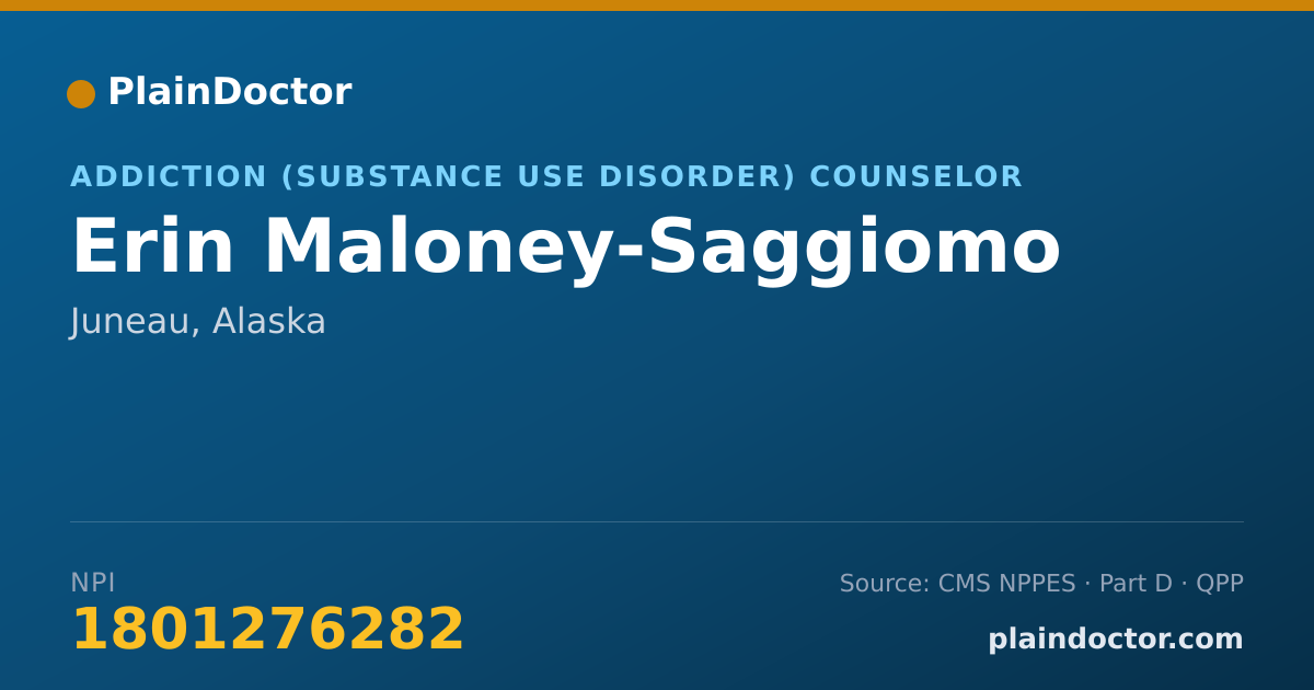 Shareable card for Erin Maloney-Saggiomo - Addiction (Substance Use Disorder) Counselor, Juneau, AK