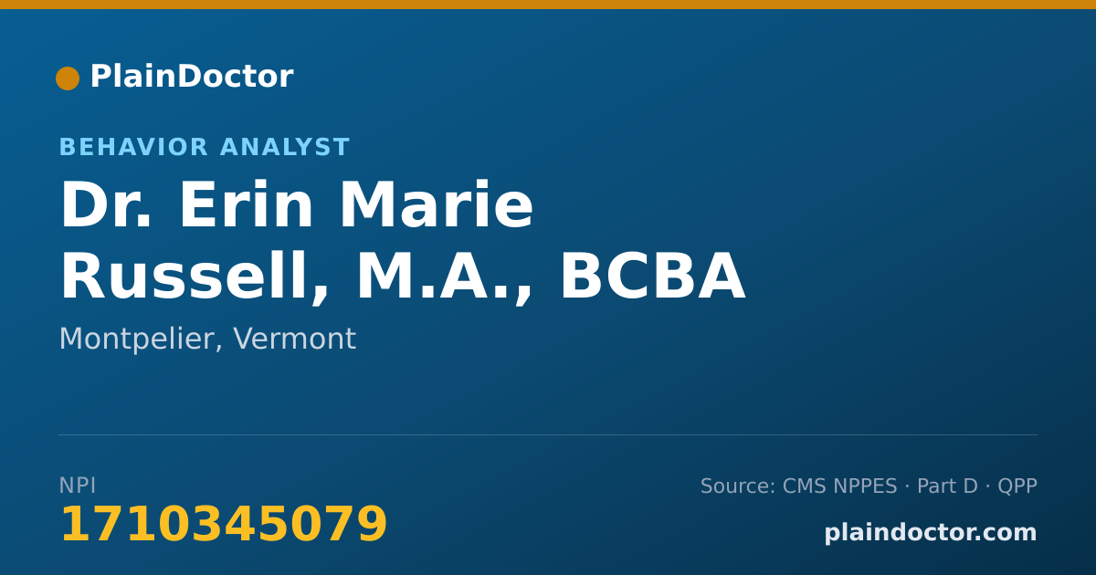 Shareable card for Erin Marie Russell, M.A., BCBA - Behavior Analyst, Montpelier, VT