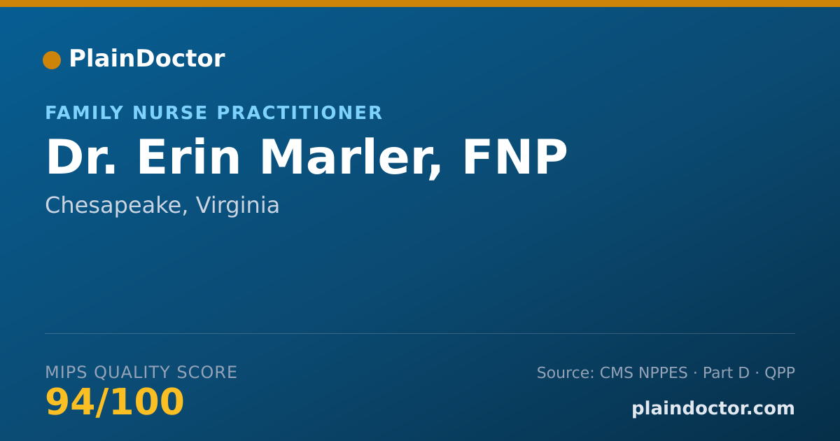 Shareable card for Erin Marler, FNP - Family Nurse Practitioner, Chesapeake, VA