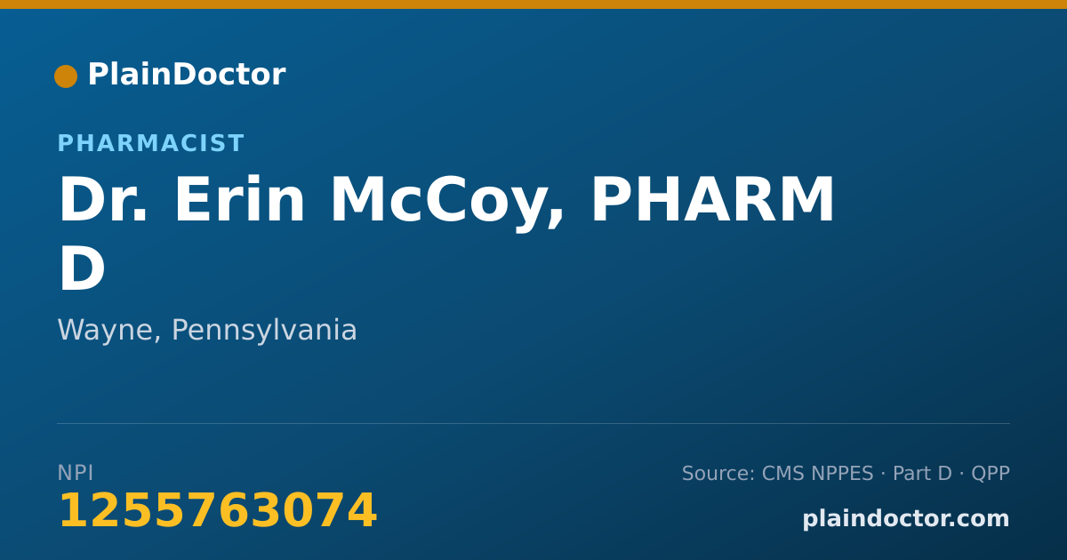 Shareable card for Erin McCoy, PHARM D - Pharmacist, Wayne, PA