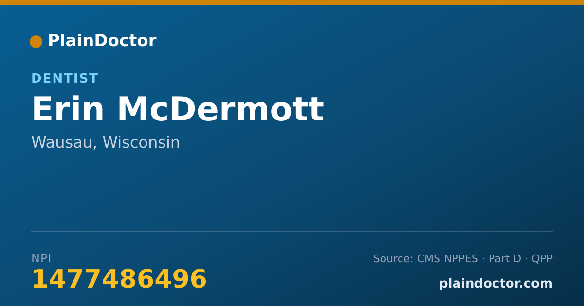 Shareable card for Erin McDermott - Dentist, Wausau, WI