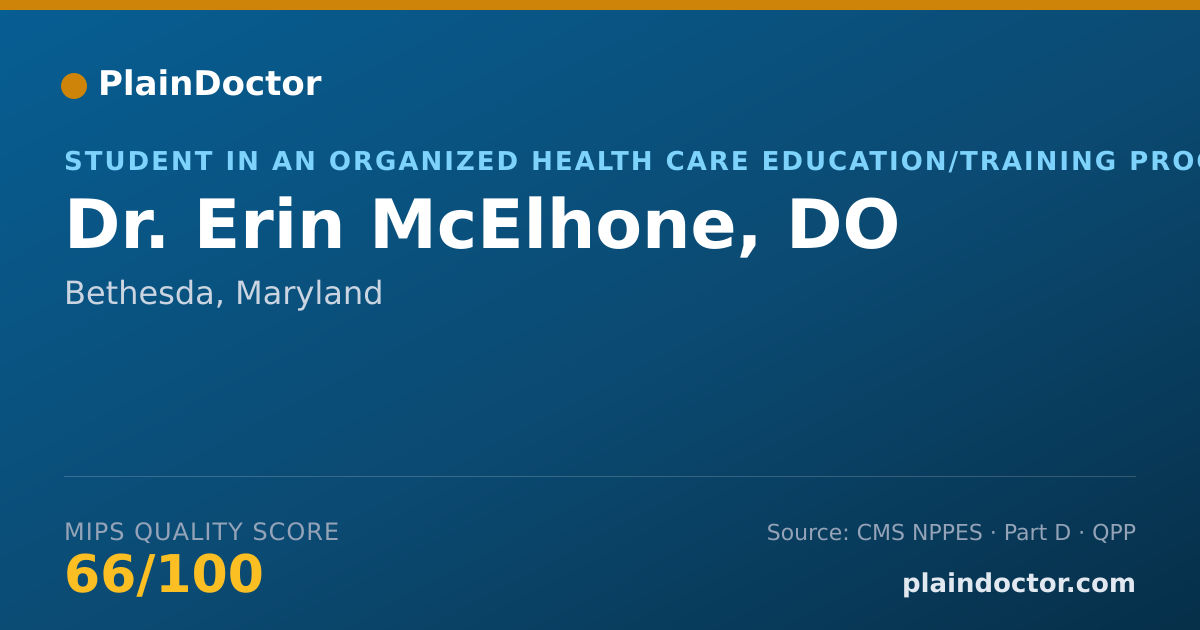 Shareable card for Erin McElhone, DO - Student in an Organized Health Care Education/Training Program, Bethesda, MD