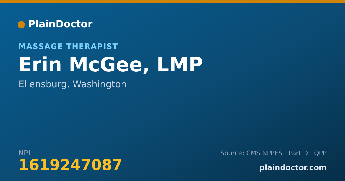 Shareable card for Erin McGee, LMP - Massage Therapist, Ellensburg, WA
