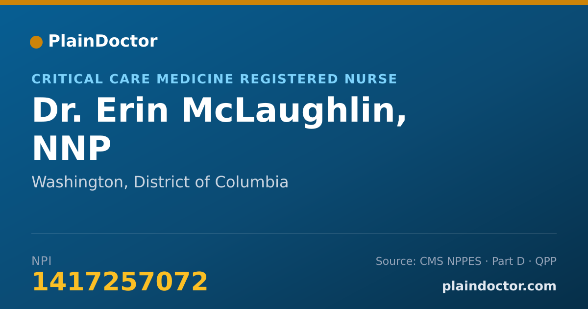 Shareable card for Erin McLaughlin, NNP - Critical Care Medicine Registered Nurse, Washington, DC