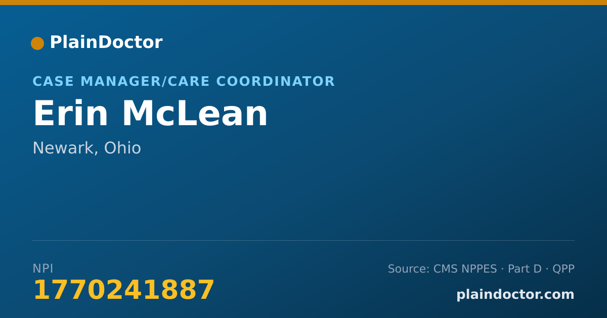 Shareable card for Erin McLean - Case Manager/Care Coordinator, Newark, OH