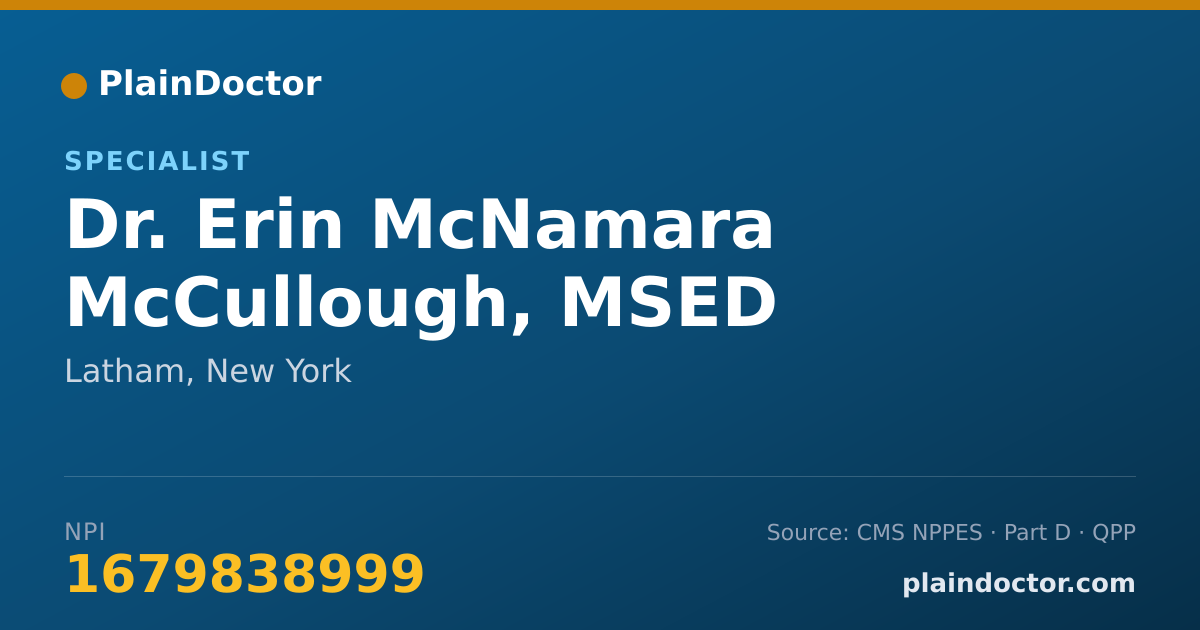 Shareable card for Erin McNamara McCullough, MSED - Specialist, Latham, NY