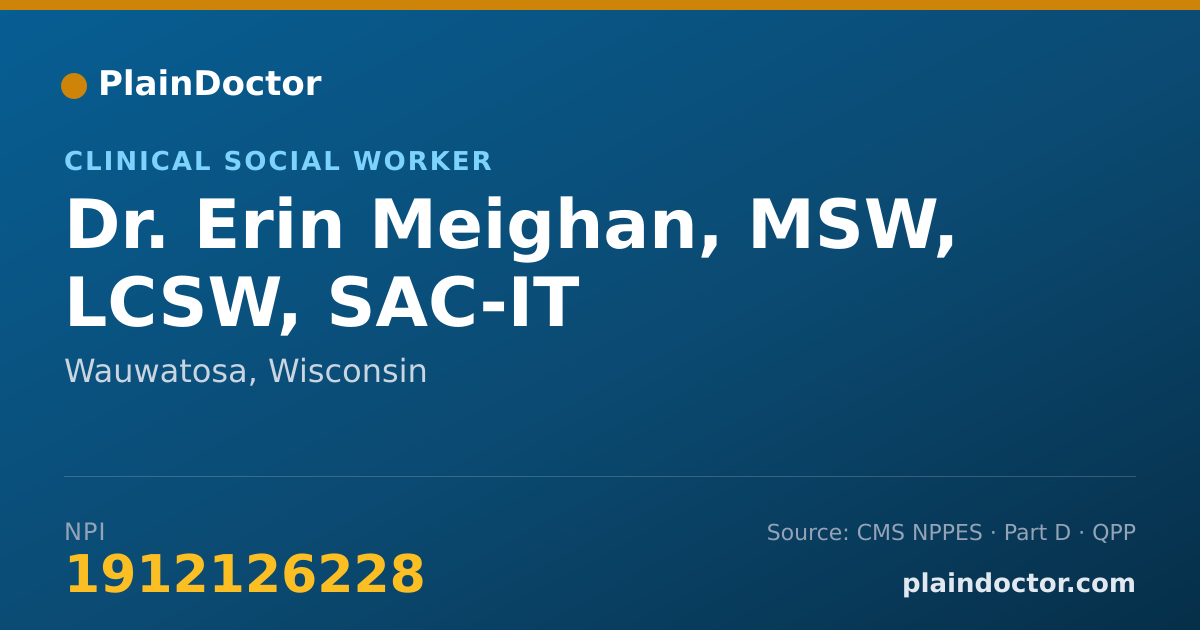 Shareable card for Erin Meighan, MSW, LCSW, SAC-IT - Clinical Social Worker, Wauwatosa, WI