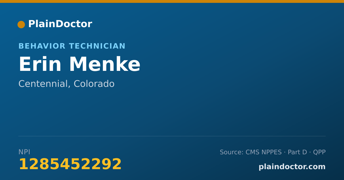 Shareable card for Erin Menke - Behavior Technician, Centennial, CO