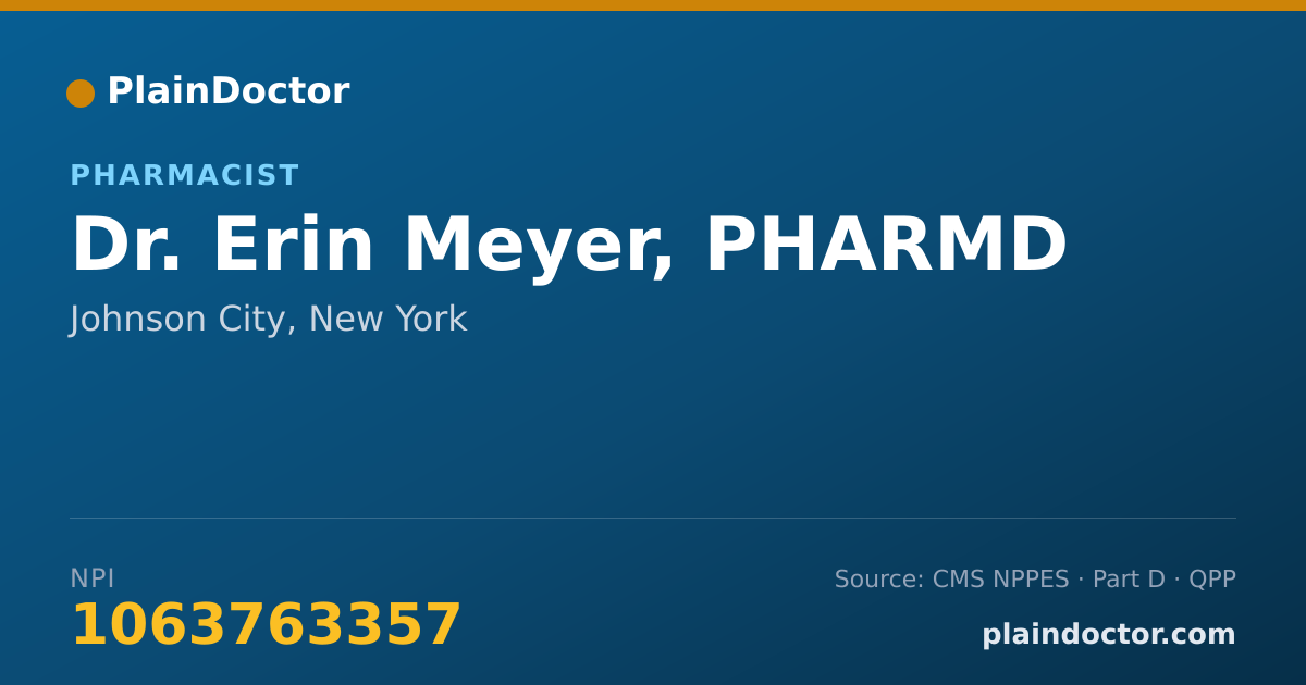Shareable card for Erin Meyer, PHARMD - Pharmacist, Johnson City, NY