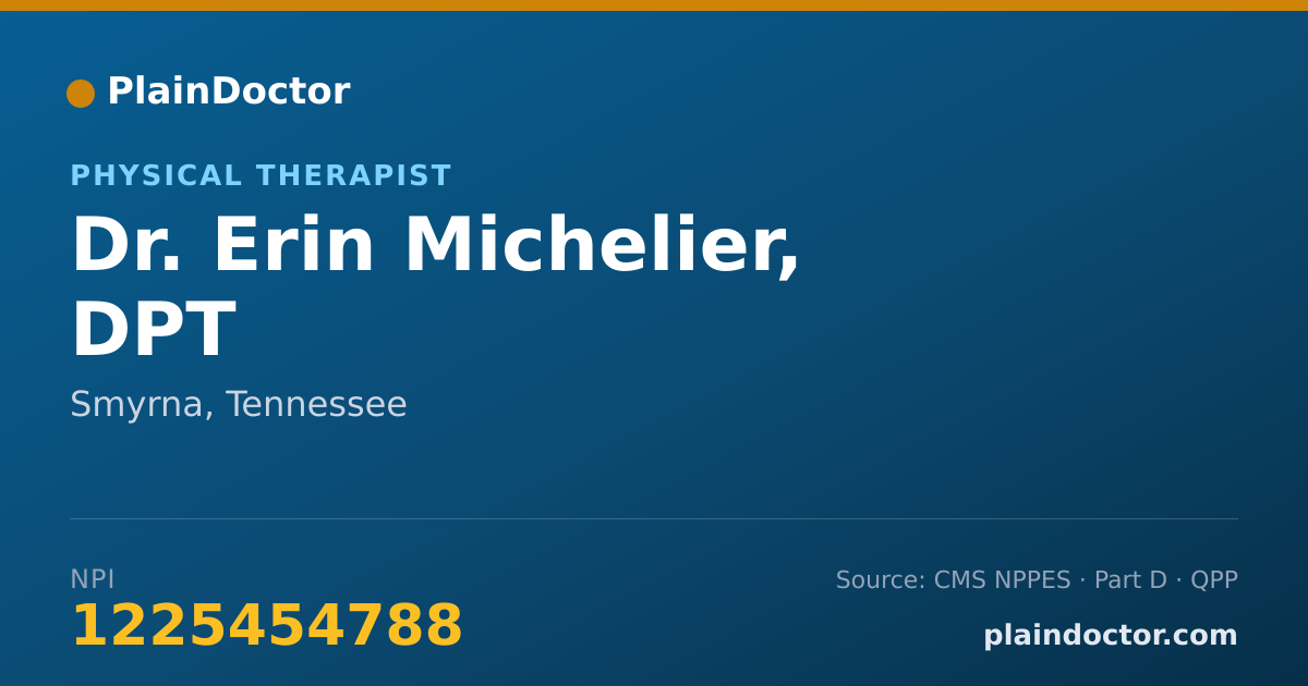 Shareable card for Erin Michelier, DPT - Physical Therapist, Smyrna, TN