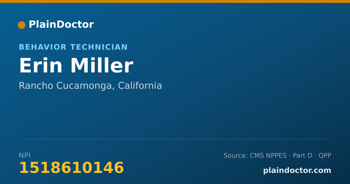 Shareable card for Erin Miller - Behavior Technician, Rancho Cucamonga, CA