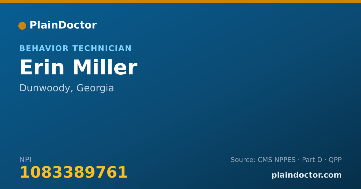 Shareable card for Erin Miller - Behavior Technician, Dunwoody, GA