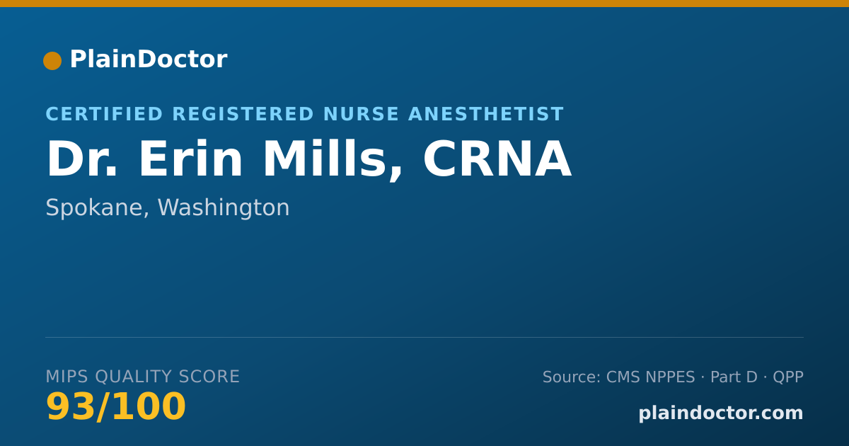 Shareable card for Erin Mills, CRNA - Certified Registered Nurse Anesthetist, Spokane, WA